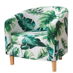2 Pieces Printed Tub Cushion Cover, Stretch Chair Cover for IKEA Tullsta Green